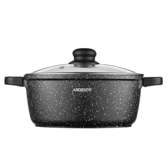 Кастрюля со стеклянной крышкой Ardesto Gemini Anzio, 3.1л, алюминий, черный