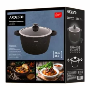 Кастрюля со стеклянной крышкой Ardesto Gemini Anzio, 3.1л, алюминий, черный