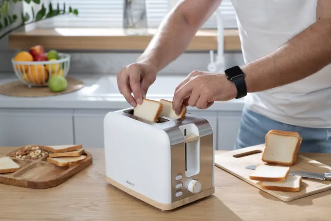 Тостер Ardesto Wood Modern, 800Вт, металл, 2 слота, белый