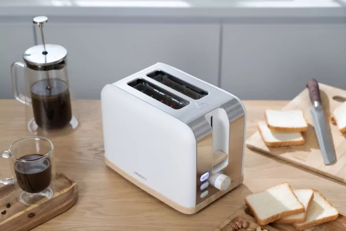 Тостер Ardesto Wood Modern, 800Вт, металл, 2 слота, белый