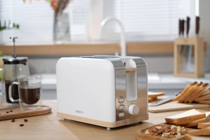Тостер Ardesto Wood Modern, 800Вт, металл, 2 слота, белый