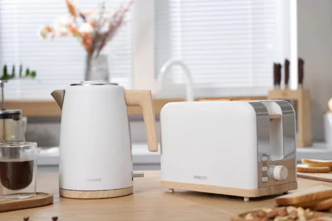 Тостер Ardesto Wood Modern, 800Вт, металл, 2 слота, белый