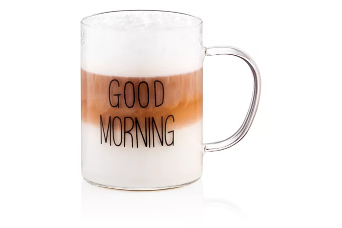 Ardesto mug set with handles Good Morning, 420ml, 2pcs, borosilicate glass, transparent