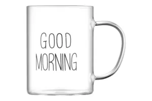 Ardesto mug set with handles Good Morning, 420ml, 2pcs, borosilicate glass, transparent