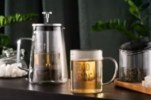 Ardesto mug set with handles Good Morning, 420ml, 2pcs, borosilicate glass, transparent