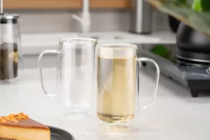 Ardesto Doublewall mug set with handles, 400ml, 2pcs, borosilicate glass, transparent