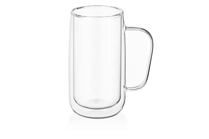 Ardesto Doublewall mug set with handles, 400ml, 2pcs, borosilicate glass, transparent
