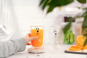Ardesto Doublewall mug set with a lid Animals, 300ml, 2pcs, borosilicate glass, transparent