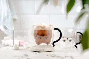 Ardesto Double wall mug set with handles Animals, 250ml, 2pcs, borosilicate glass, transparent