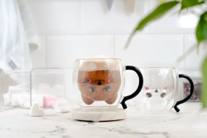 Ardesto Double wall mug set with handles Animals, 250ml, 2pcs, borosilicate glass, transparent