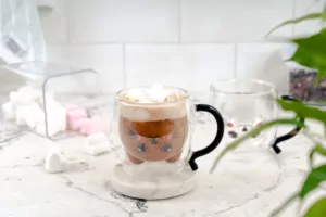 Ardesto Double wall mug set with handles Animals, 250ml, 2pcs, borosilicate glass, transparent