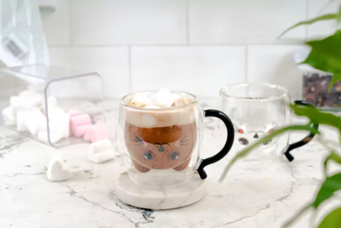 Ardesto Double wall mug set with handles Animals, 250ml, 2pcs, borosilicate glass, transparent
