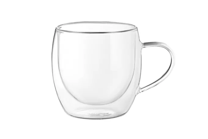 Ardesto Double wall mug set with handles, 300ml, 2pcs, borosilicate glass, transparent