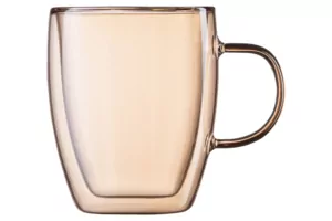 Ardesto Double wall mug set with handles Golden Moon, 270ml, 2pcs, borosilicate glass, golden