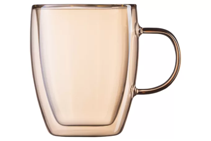 Ardesto Double wall mug set with handles Golden Moon, 270ml, 2pcs, borosilicate glass, golden