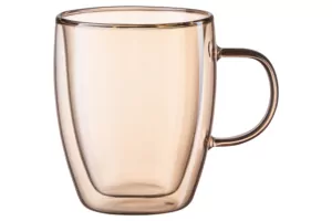 Ardesto Double wall mug set with handles Golden Moon, 270ml, 2pcs, borosilicate glass, golden