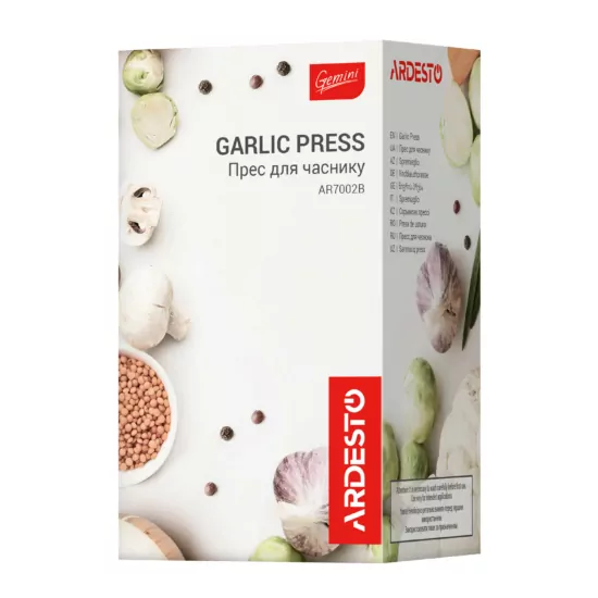 Прес для часнику ARDESTO Gemini, 12см, нержавіюча сталь, пластик, чорний