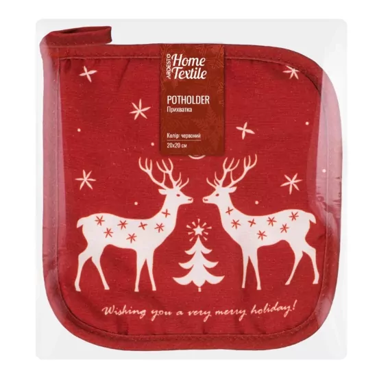 Ardesto Christmas Potholder Happy Holidays 20х20cm, 90% polyester, 10% cotton, red