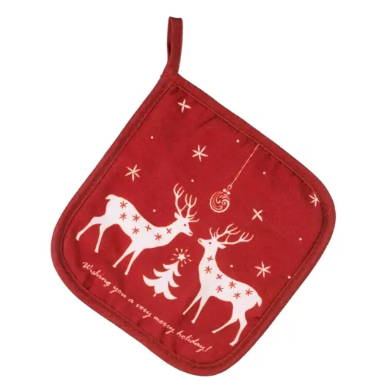 Ardesto Christmas Potholder Happy Holidays 20х20cm, 90% polyester, 10% cotton, red