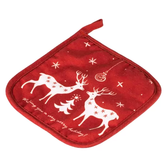 Ardesto Christmas Potholder Happy Holidays 20х20cm, 90% polyester, 10% cotton, red