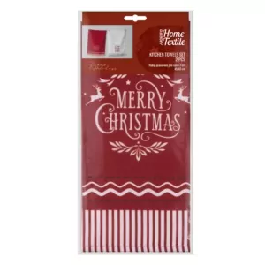 Ardesto Christmas Kitchen towels set Happy Holidays 45х65cm, 2pcs,  90% polyester, 10% cotton, red, white