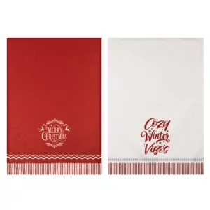 Ardesto Christmas Kitchen towels set Happy Holidays 45х65cm, 2pcs,  90% polyester, 10% cotton, red, white
