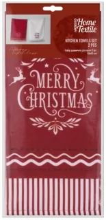 Ardesto Christmas Kitchen towels set Happy Holidays 45х65cm, 2pcs,  90% polyester, 10% cotton, red, white