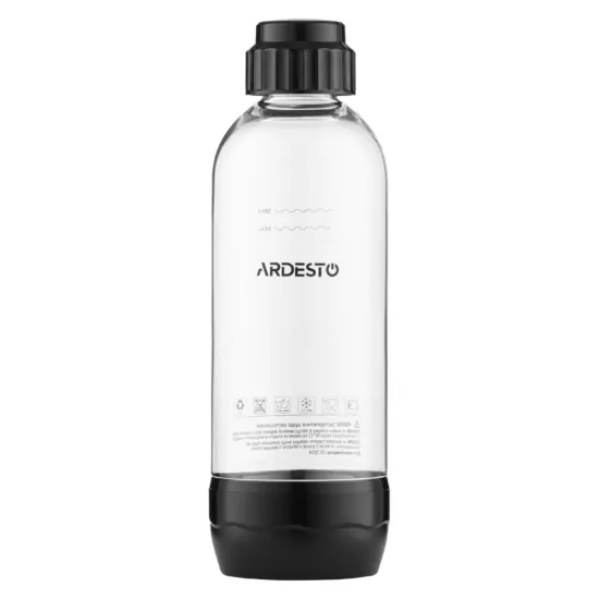 Сифон для газирования воды Ardesto, подключение баллона-резьба, бутылка 1л, кнопка, черный