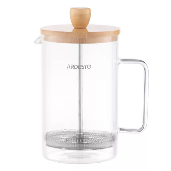 Френч-пресс Ardesto Midori, 800мл, боросиликаное стекло, бамбук, прозрачный