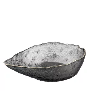 Ardesto Bowl Leaf, 17.5cm, glass, gray