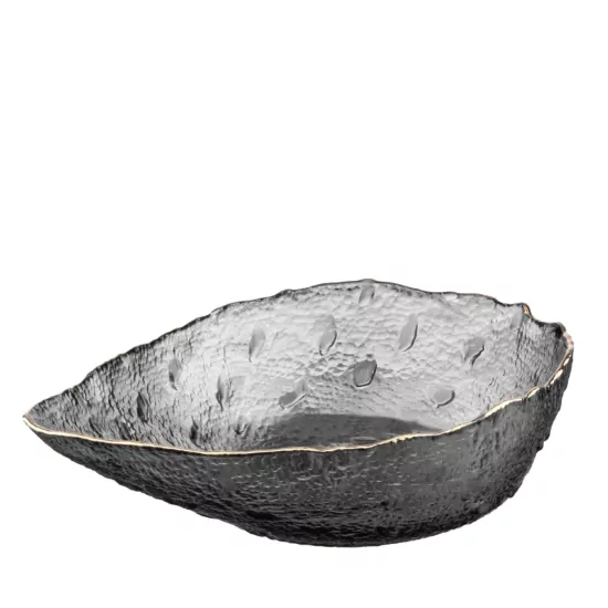 Ardesto Bowl Leaf, 17.5cm, glass, gray