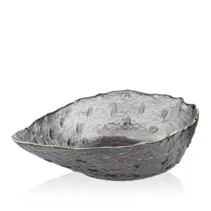 Ardesto Bowl Leaf, 17.5cm, glass, gray
