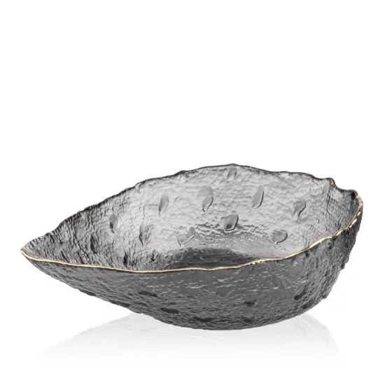 Ardesto Bowl Leaf, 17.5cm, glass, gray