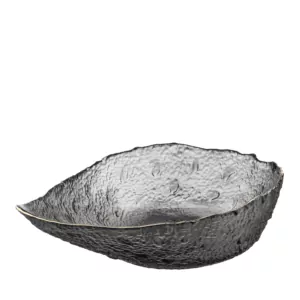 Ardesto Bowl Leaf, 21.5cm, glass, gray
