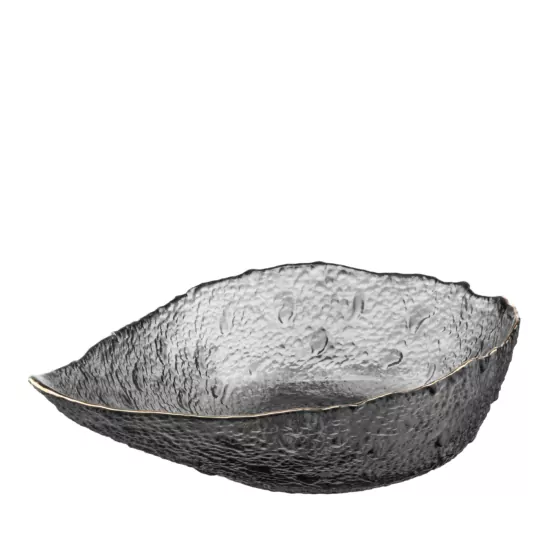 Ardesto Bowl Leaf, 21.5cm, glass, gray