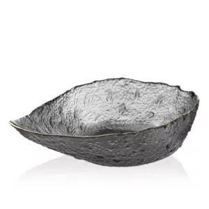 Ardesto Bowl Leaf, 21.5cm, glass, gray