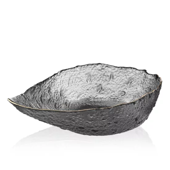 Ardesto Bowl Leaf, 21.5cm, glass, gray