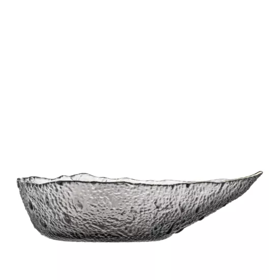 Ardesto Bowl Leaf, 21.5cm, glass, gray