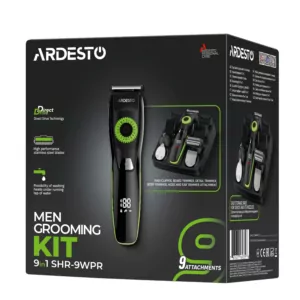 Haircut kit  Ardesto SHR-9WPR, for beard, mustache, head, nose and body, nozzles-9, titanium coating, black