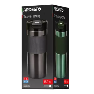 Термочашка Ardesto Comfort 450мл, нержавеющая сталь, чорный