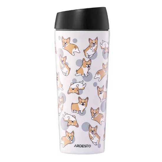 Термокухоль Ardesto Coffee Time Corgi 450мл, нержавіюча сталь, сірий