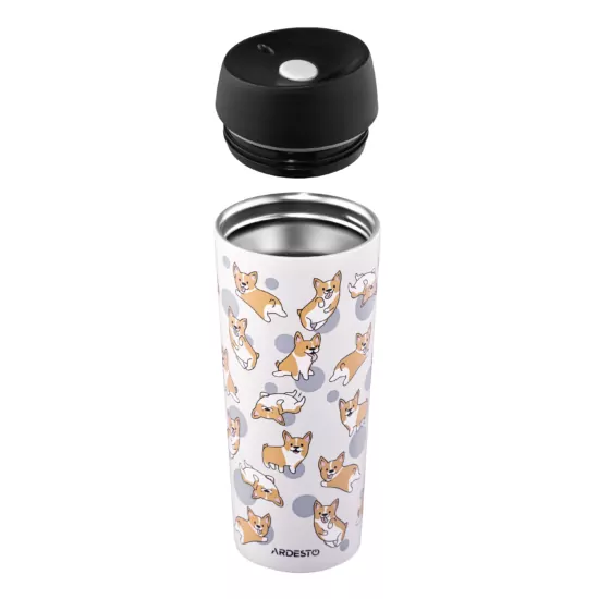 Термокухоль Ardesto Coffee Time Corgi 450мл, нержавіюча сталь, сірий