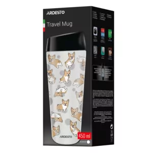 Термокухоль Ardesto Coffee Time Corgi 450мл, нержавіюча сталь, сірий