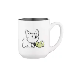 Ardesto Mug Corgi, 380ml, ceramic, white-gray
