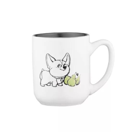 Ardesto Mug Corgi, 380ml, ceramic, white-gray