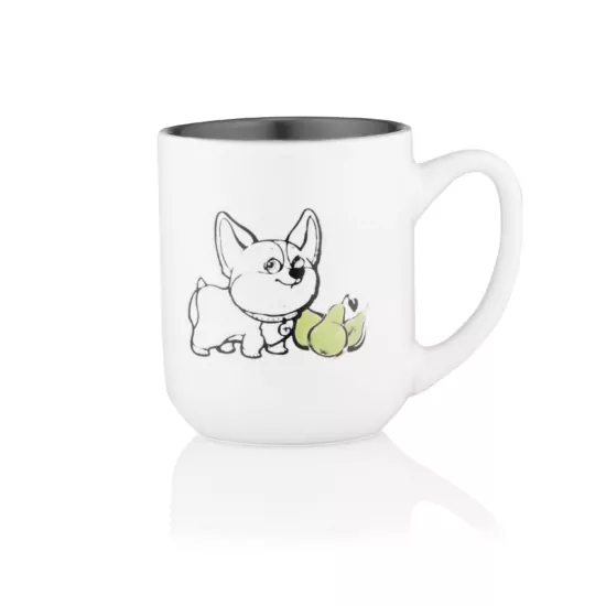 Ardesto Mug Corgi, 380ml, ceramic, white-gray