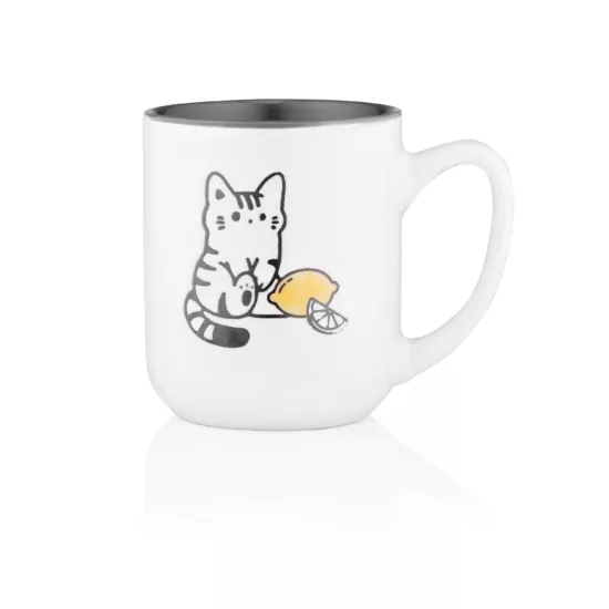 Чашка ARDESTO Cat, 380мл, керамика, бело-серый