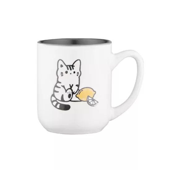 Чашка ARDESTO Cat, 380мл, керамика, бело-серый