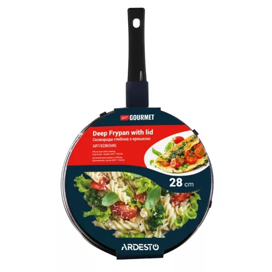 Ardesto Open Deep Frypan with lid Gemini Gourmet Andria, 28cm, aluminium, black