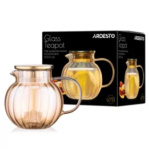 Ardesto Tea pot Golden Moon 1000ml, borosilicate glass, stainless steel, golden